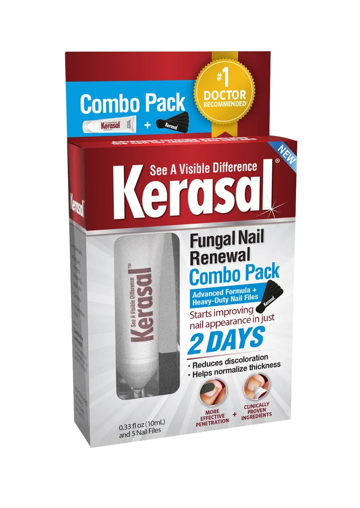 Kerasal Nail Renewal, Restores Appearance of Discolored or Damaged Nails, 0.33 fl oz (Packaging May Vary)