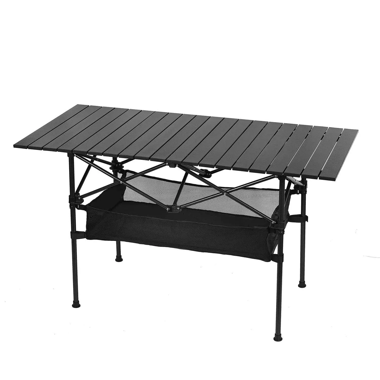 LEADALLWAY Folding Camping Table with Large Storage and Carrying Bags 47L x22W