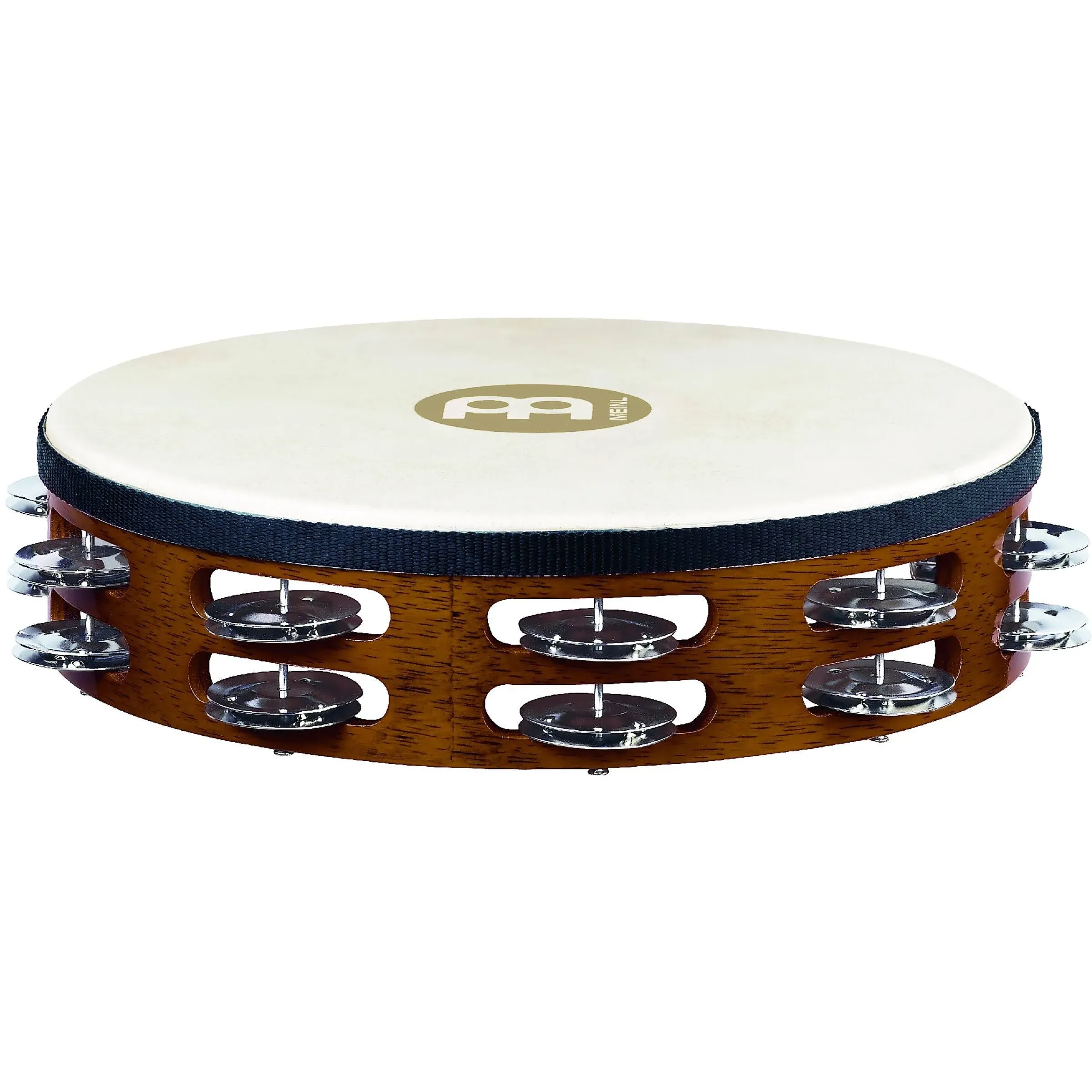 Meinl TAH2AB Traditional Goat-Skin Wood Tambourine, Steel Jingles