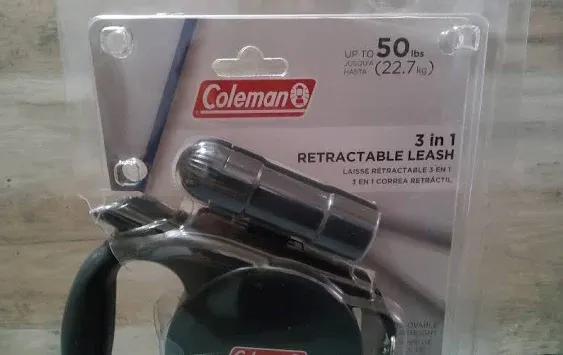 Coleman 3-in-1 Pet Retractable Leash Bag Holder Flashlight Black