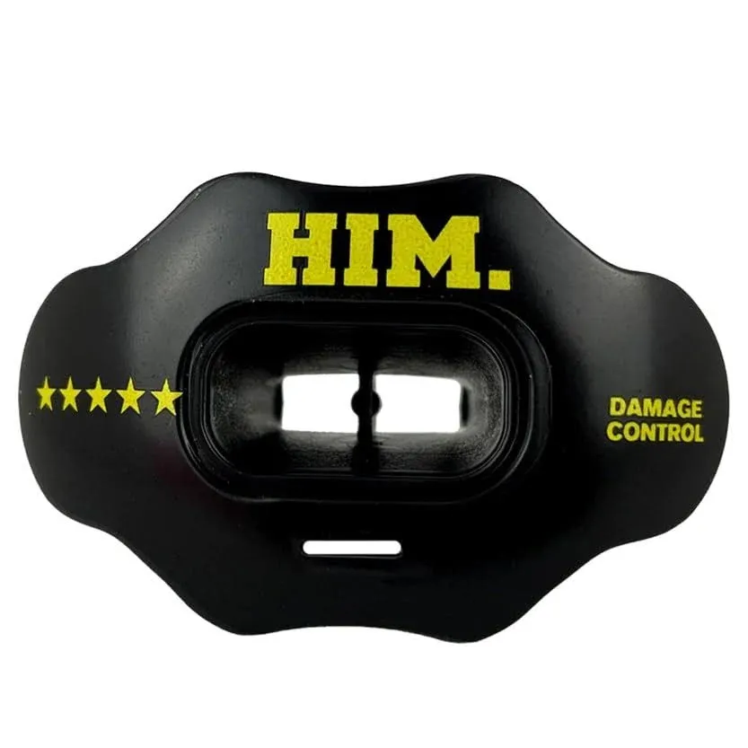 DAMAGE CONTROL Mouth Guard - Breathable Football Mouthpiece and Youth Mouth Guard Works with Braces, No Boiling - Helmet Strap Included (Him)