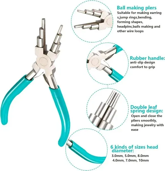 2 Pieces Jewelry Making Tool Including 6 In 1 Jewelry Pliers Wire