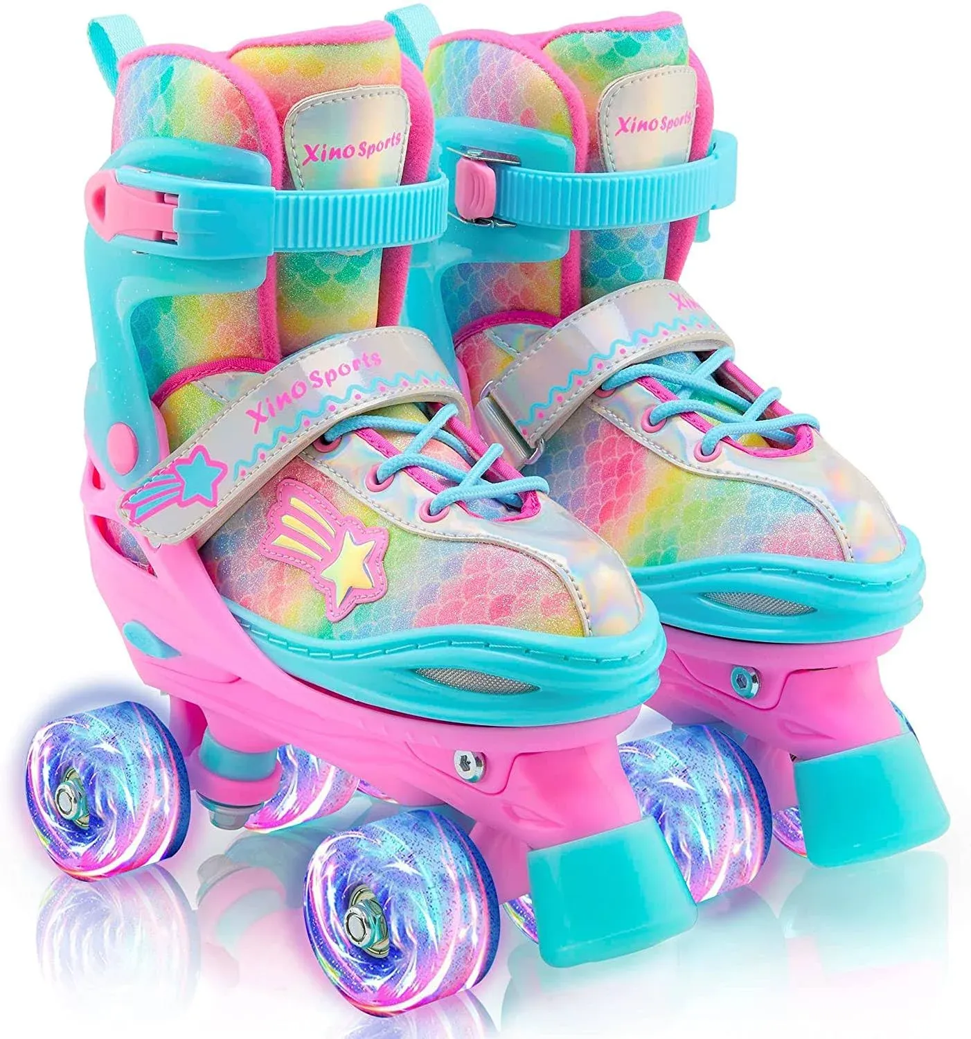 Xino Sports Kids Rainbow Roller Skates for Girls & Boys - Adjustable Rollerskates ...