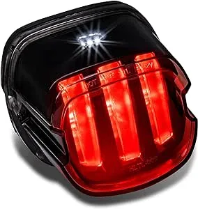 TRUE MODS LED Brake Tail Light for Harley Davidson [DOT Approved] [Claw-Design] [License On Top] Smoked Rear Stop Lamp Assembly for Sportster Dyna Fatboy Road King Electra Glide Ultra Softail Heritage