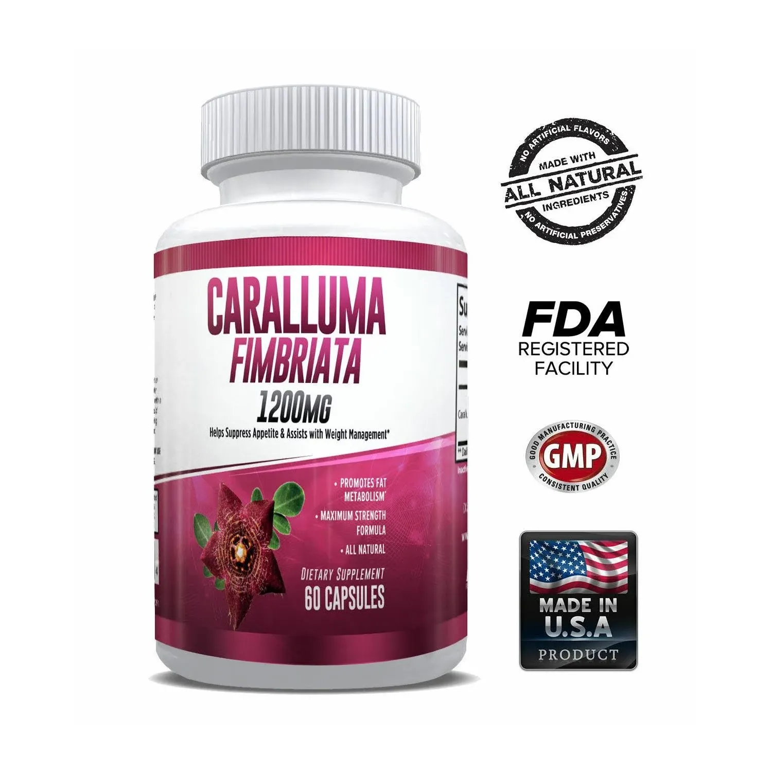 Pure Caralluma Fimbriata 1200mg Max Strength Appetite Suppressant, Increase Fat