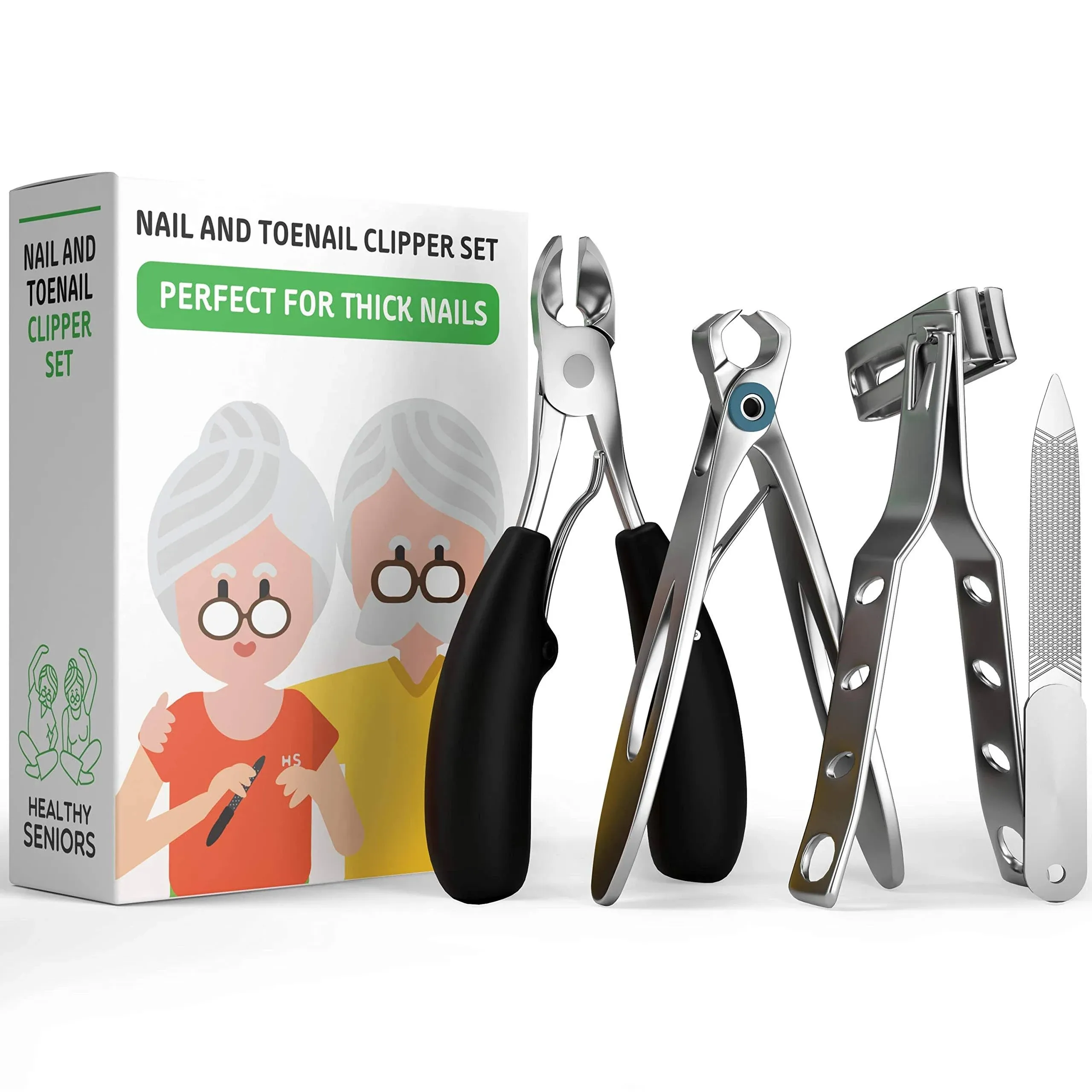 Complete Nail and Toenail Clippers for Seniors with Thick Toenails, Big Toe N...