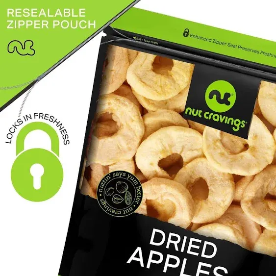 Nut Cravings Dry Fruits - Dried Apple Rings Slices, No Sugar Added -