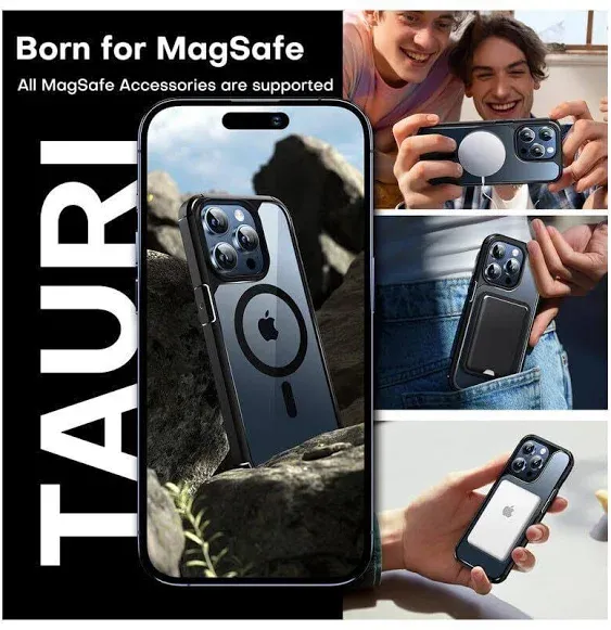 TAURI 5 in 1 Magnetic for iPhone 15 Pro Case, [Designed for Magsafe] with 2X Screen Protector + 2X Camera Lens Protector, [Military Grade Drop Protection] Case for iPhone 15 Pro - Blue