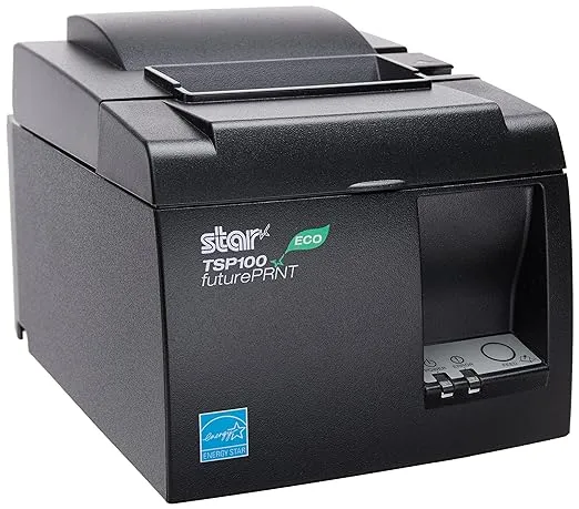 Star MicronicsTSP143IIU GRY US ECO - Monochrome Thermal Receipt Printer - Cutter - USB - Gray - Internal Power Supply and Cable Included