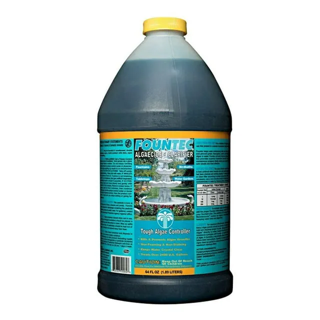 EasyCare FounTec 50064 Algaecide and Clarifier, 64 oz. Bottle, No Size, Blue