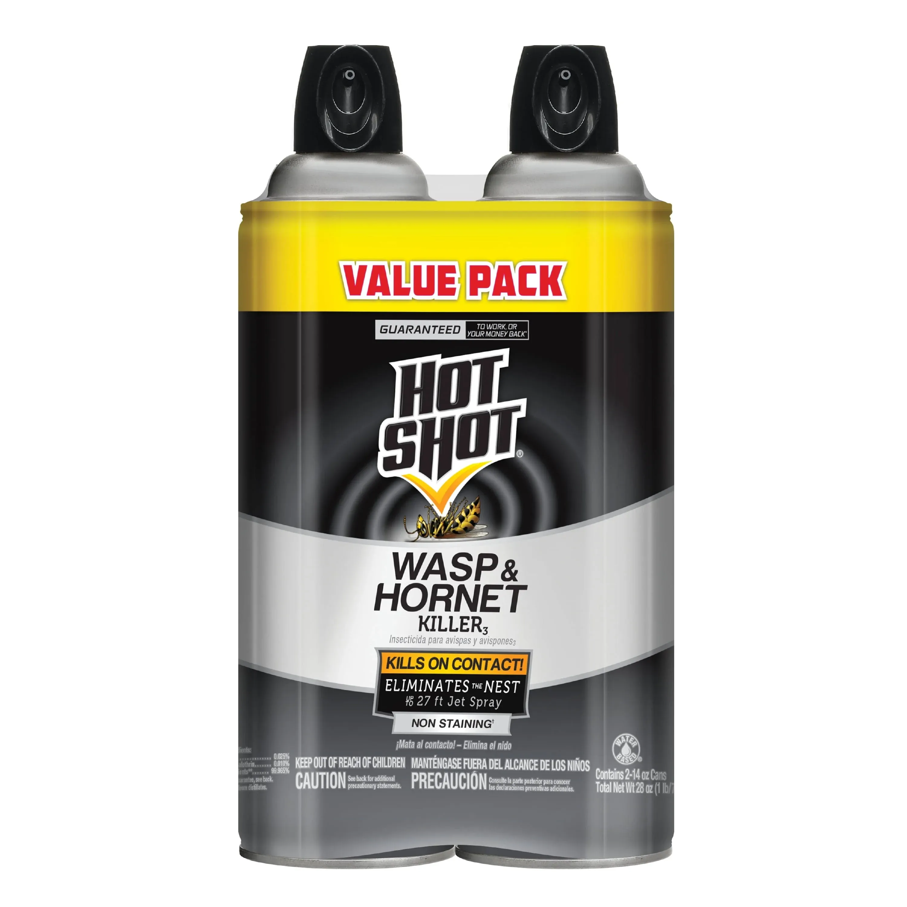 Hot Shot Wasp & Hornet Killer (Aerosol Spray), 2 Pack, 14-Ounce