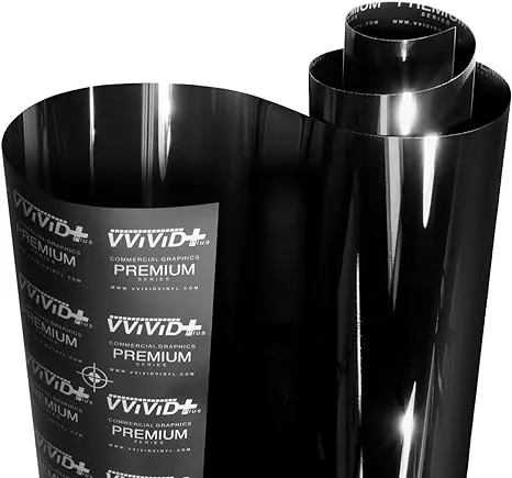 VViViD+ Ultra Gloss Premium Vinyl Car Wrap Film (3ft x 5ft, Gloss Piano Black)