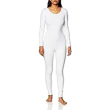 Capezio women M white unitard leotardone piece long sleeve scoop neck