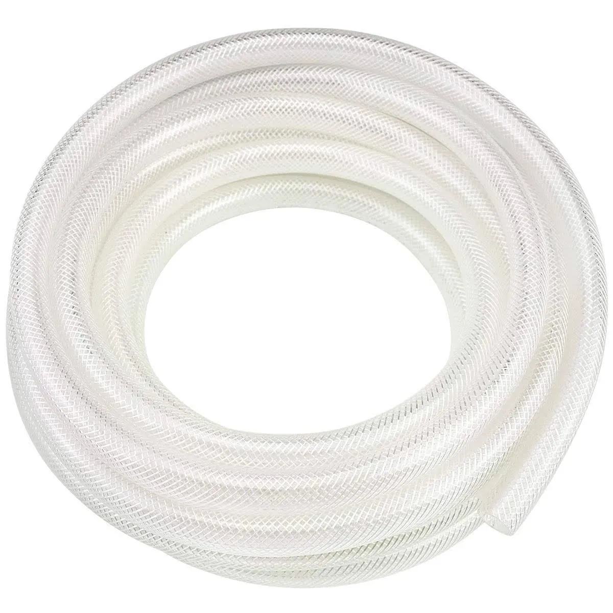 1/2&#034; ID x 3/4&#034; OD - 10 Ft High Pressure Braided Clear PVC Vinyl Tubing Flexible 