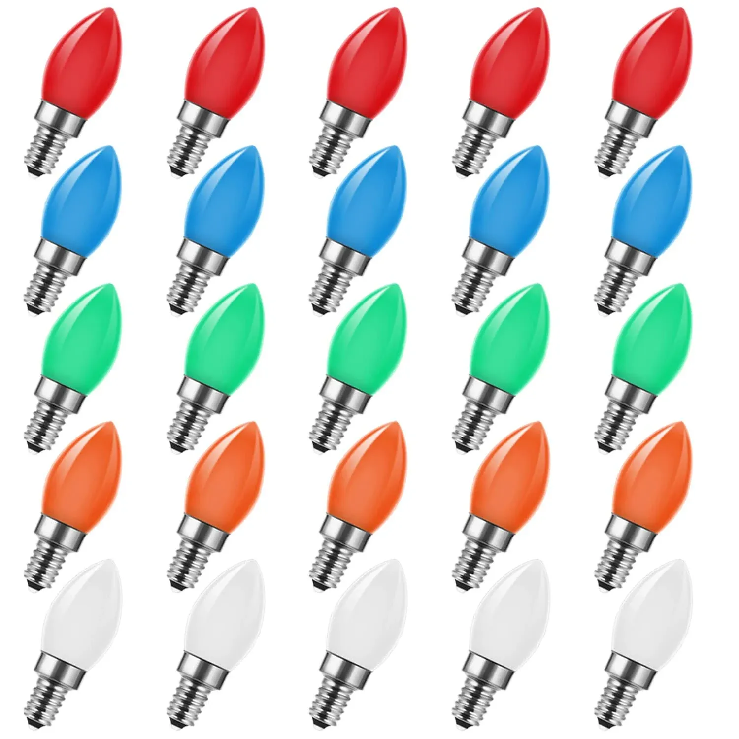 C7 Christmas Replacement Bulbs 25 Pack Multicolor Ceramic Light Bulbs for Chr...