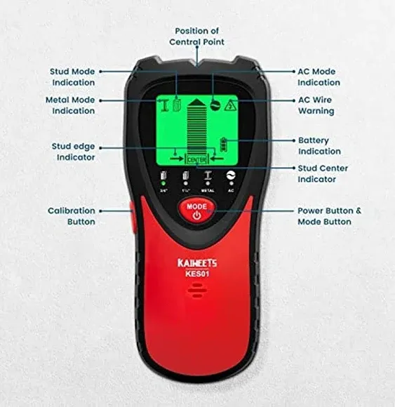 KAIWEETS Stud Finder Wall Scanner, 5 in 1 Electronic Stud Detector with 3 Color