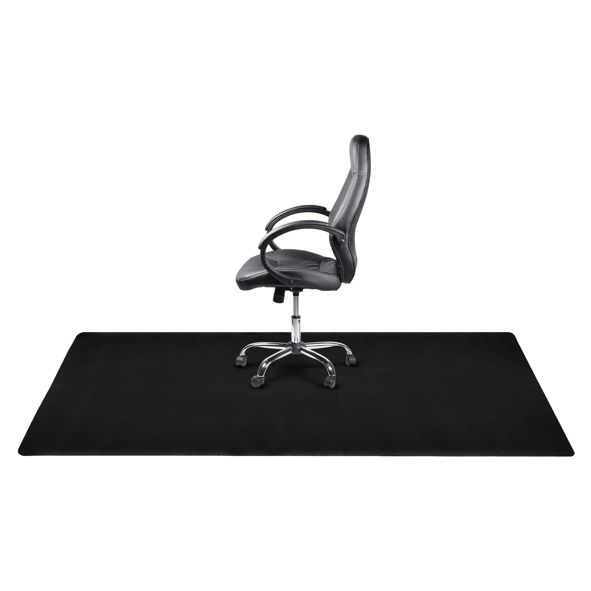 Resilia Workstation Desk Chair Mats for Carpet with Grippers - Home & Office Floor Protector, Easy to Clean, Stain-Resistant Vinyl Black, 46 Inches