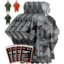 PREPARED4X Emergency Rain Poncho with Mylar Blanket Liner - Survival Blankets for Car - Heavy Duty, Waterproof Camping Gear