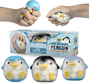 DNA Balls Penguin Stress Balls by YoYa Toys (3-Pack) - Stimulating, Calming Squishy Sensory and Fidget Toys for Kids and Adults - Ideal for Autism, ADHD, Fidgeting, and Breaking Bad Habits