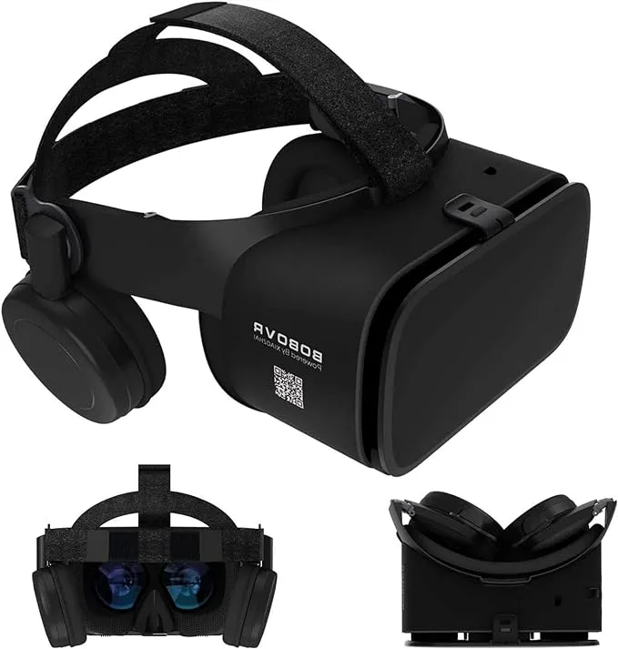 3D Virtual Reality Headset, 3D VR Goggle w/Remote for IMAX Movie Video Game, VR Set w/Bluetooth Headphone[Newest] Fits for iPhone 14 13 12 11 Pro XS XR X Samsung Galaxy S20 S10 S9 S8 S7 Edge, White