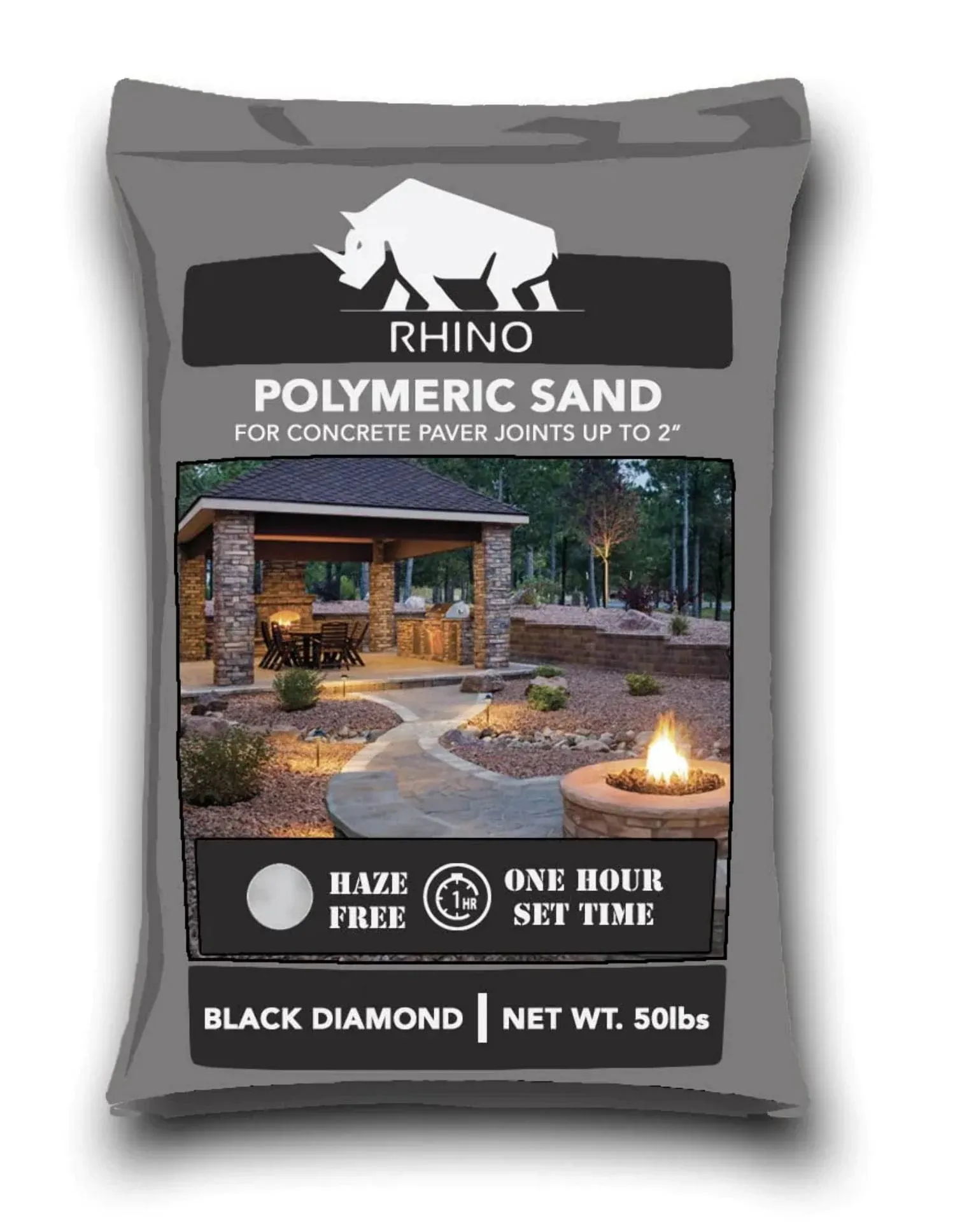 Rhino Power Bond Plus - Polymeric Sand for Pavers and Stone Joints Up to A Maximum of 2 INCHES. 50 lb / Black Diamond