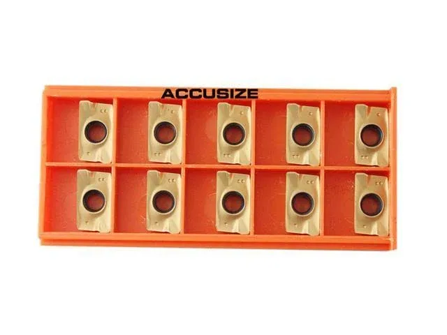 Accusize Industrial Tools Tin Coated APKT1604 Carbide Inserts, Set of 10 Pieces,