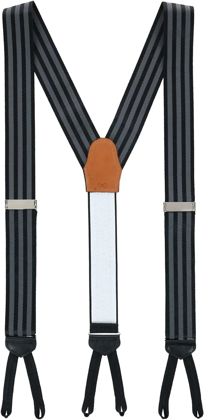 Trafalgar Astaire Grosgrain Suspenders Black with Black Stripe