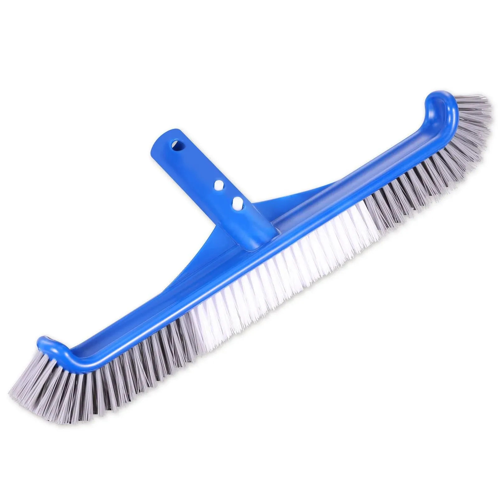 Professional Swimming Pool Wall & Tile Brush,17.5" Curved Edge Heavy Duty Head Designed for Cleans Walls, Tiles & Floors, Premium Nylon Bristles with EZ Clips