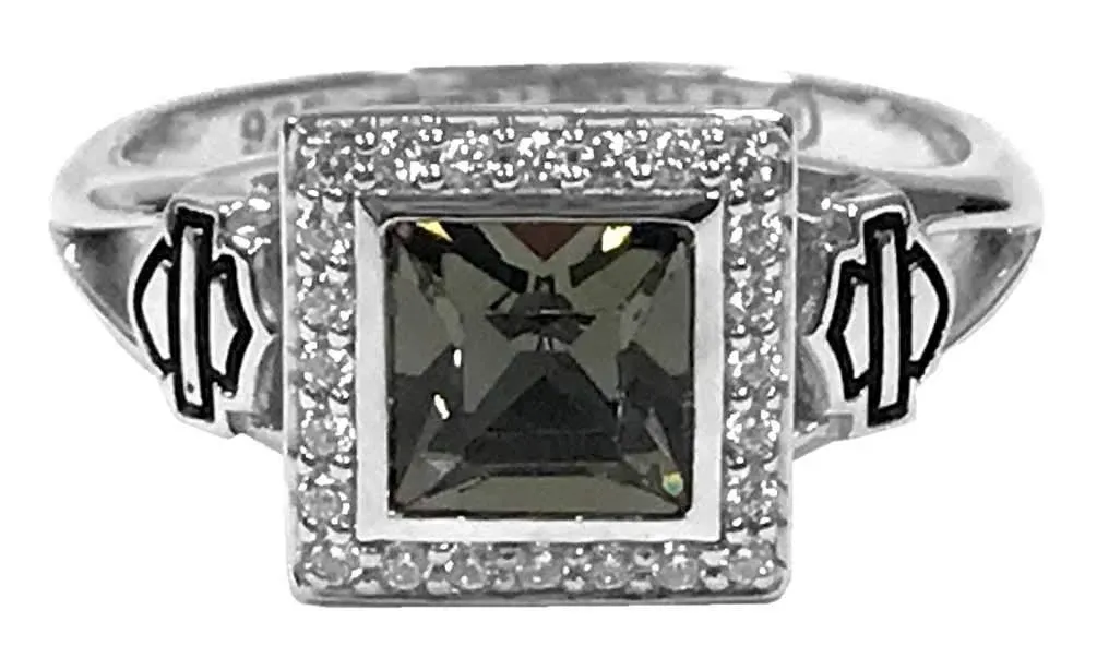 Harley-Davidso<wbr/>n Women&#039;s Ring, Black Ice Crystal Outline Bling Ring HDR0362