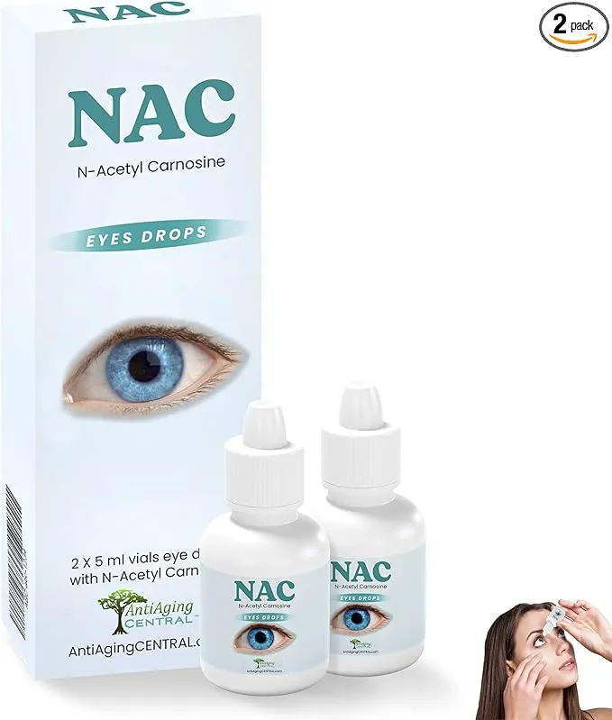 ANTIAGINGCENTRAL NAC Eye Drops | N-Acetyl-Carnosine Eye Drops (2 vials of 5ml Each)