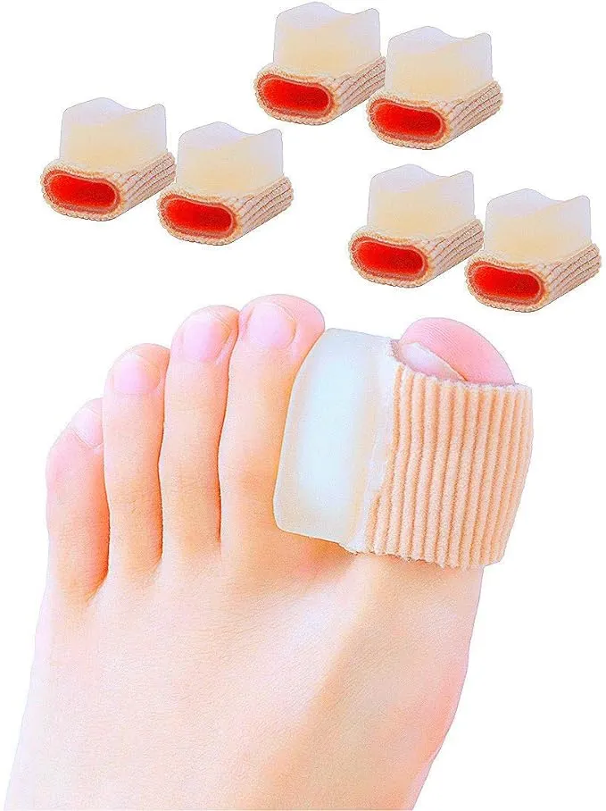 Povihome 6 Pack Gel Toe Spacer Separators(0.6'' Thick), Bunion Corrector for Overlapping Toe (1st/2nd Toe), Silicone Toe Spacers with Soft Gel Lining for Hallux & Bunion Pain Relief