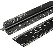 Architectural Scale Ruler,12" Aluminum Architect Triangular Ruler Engineers Ruler,Construction rulers for Architects, Blueprint,Students, Draftsmen and Engineers by Soraco(Black)