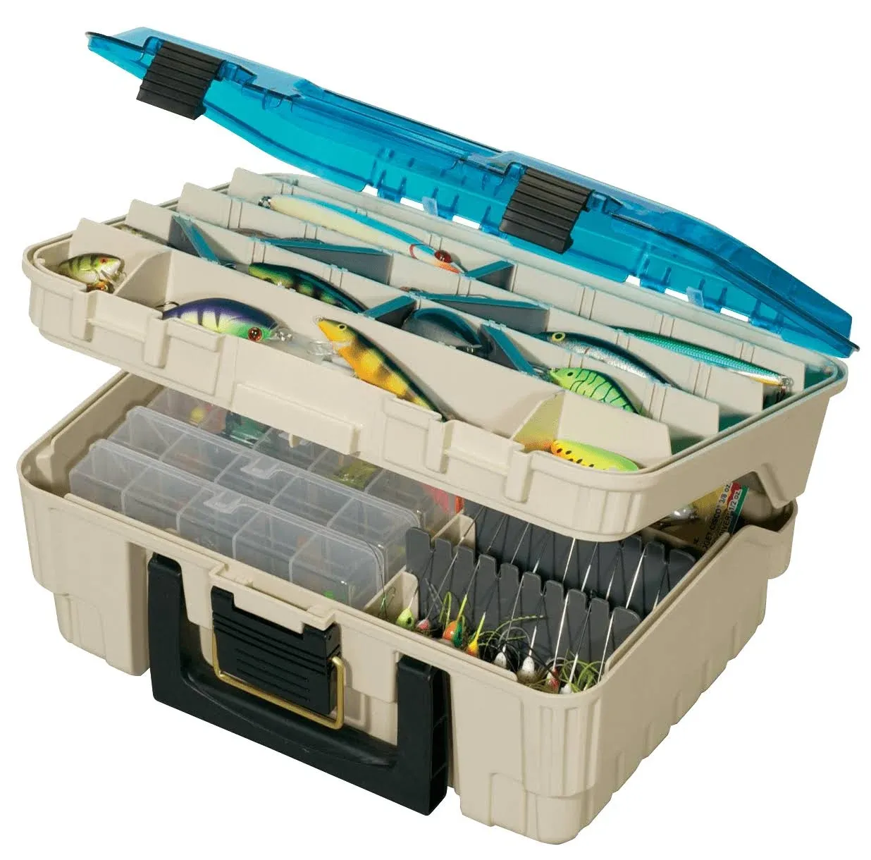 Plano 1349-00 Two Level Magnum 3449 Tackle Box, Sandstone/Blue<wbr/>, One Size