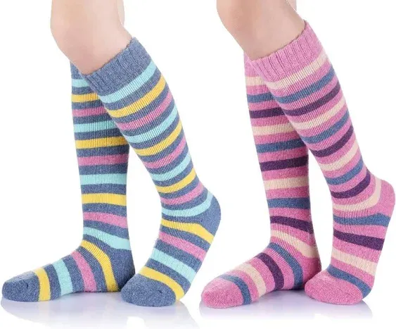 Kids Ski Socks Merino Wool Winter Warm Thermal Hiking Snowboarding Knee High Hea