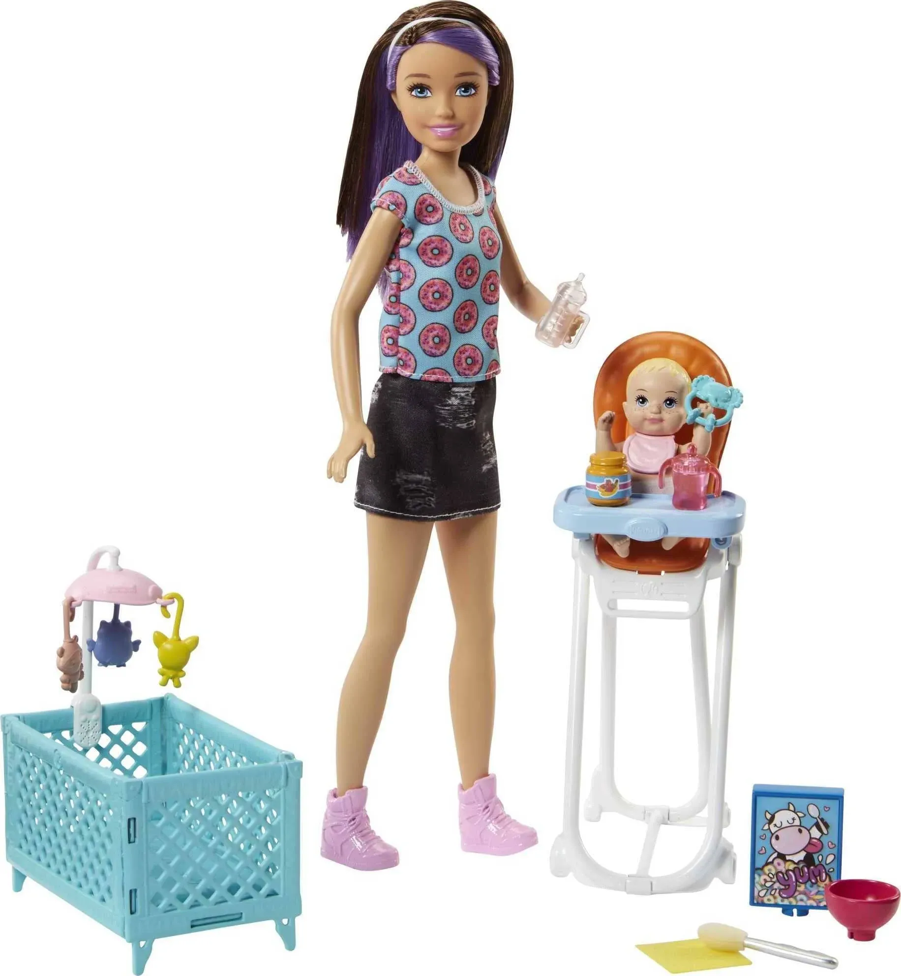 Barbie Skipper Babysitters Inc 2 Dolls & Accessories, Set with Brunette Skipper Doll, Small Doll & Bouncy Stroller (Amazon Exclusive)