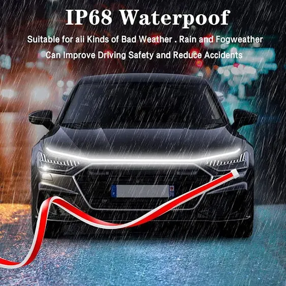 59 Inches Car Hood Light Strip,Dynamic Car LED Strip Light,Exterior Flexible Hea