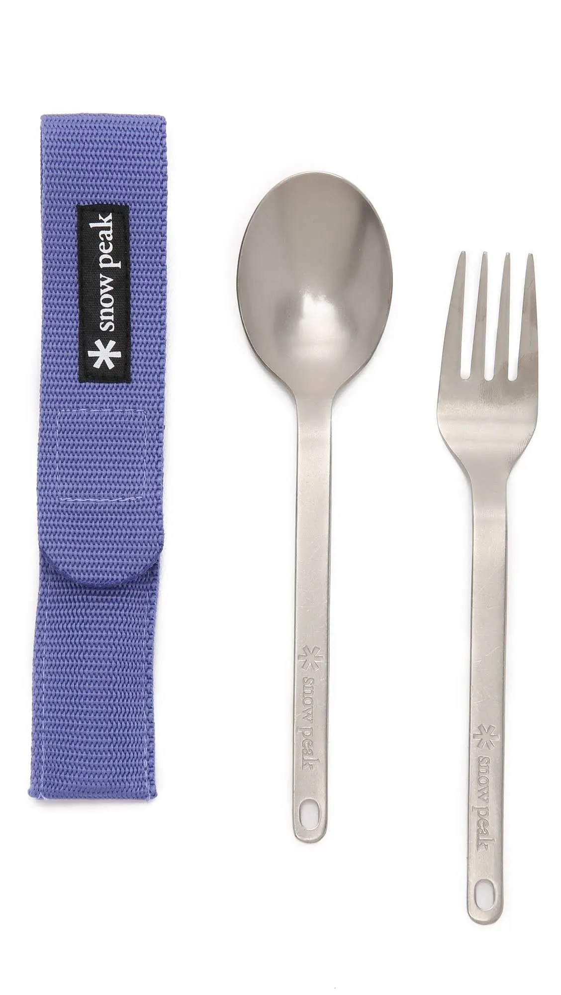 Snow Peak Titanium Fork & Spoon Set - Ultralight & Portable Camping Utensil Set - Durable Titanium Cutlery with Canvas Travel Case