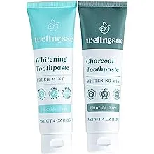 Wellnesse Whitening Toothpaste & Charcoal Toothpaste Bundle - Fresh Mint, 4oz ...