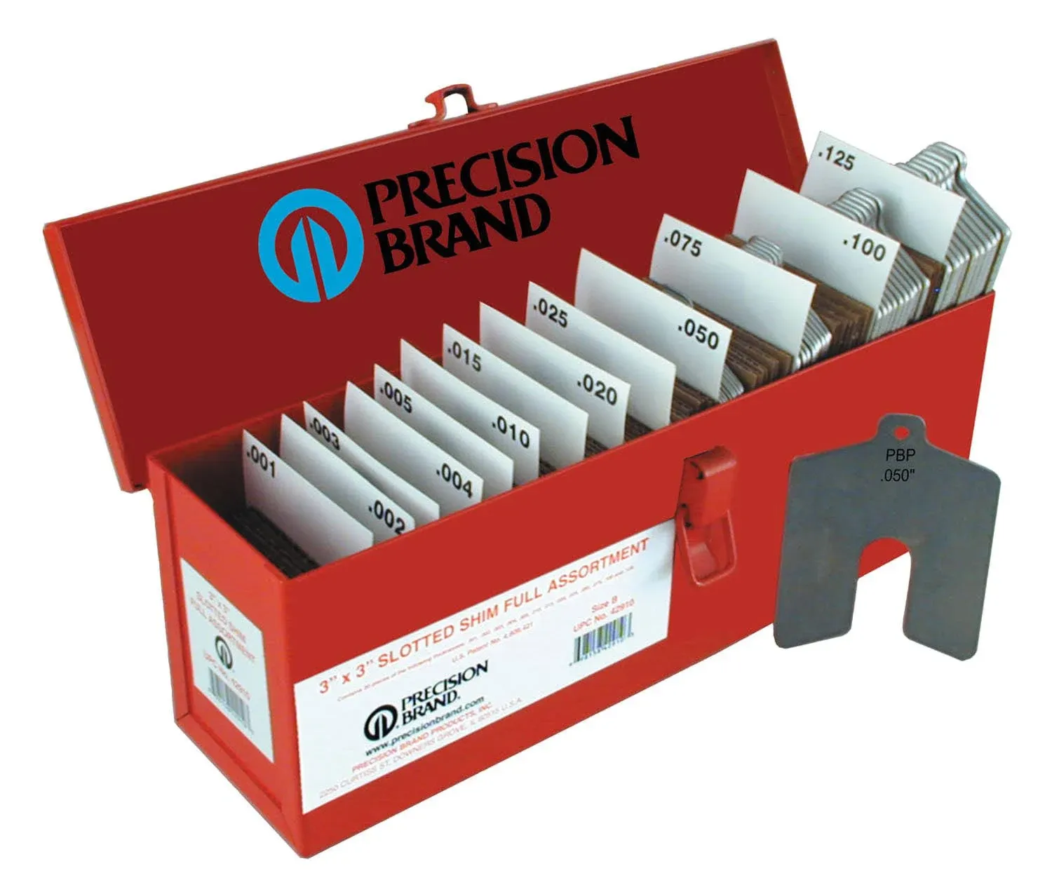 Precision Brand 42940 Size A 2"x2" Slotted Shim Mini-Assort