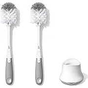 OXO Tot Bottle Brush with Nipple Cleaner and Stand – Gray, 2-Pack & Tot Travel Size Drying Rack with Bottle Brush- Gray