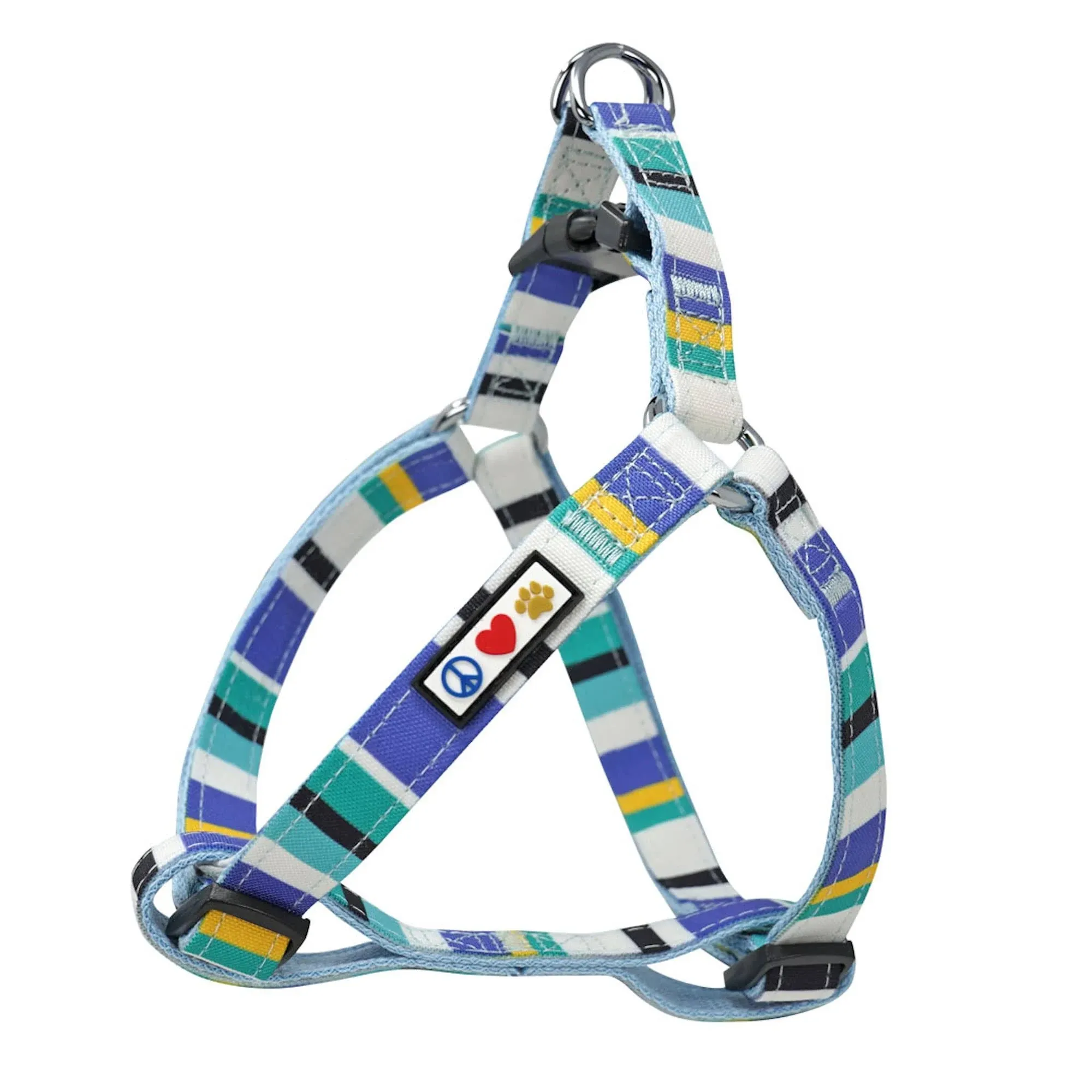 Multicolor Step in Dog Harness Blue / Teal / Yellow / Extra Small