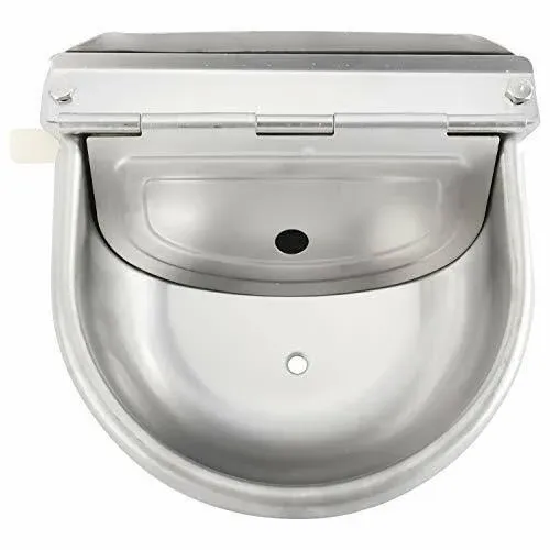 Automatic Water Bowl with Float Valve Stainless Steel Livestock Water Trough for Dog Horse Cattle Pig Goat Sheep Black