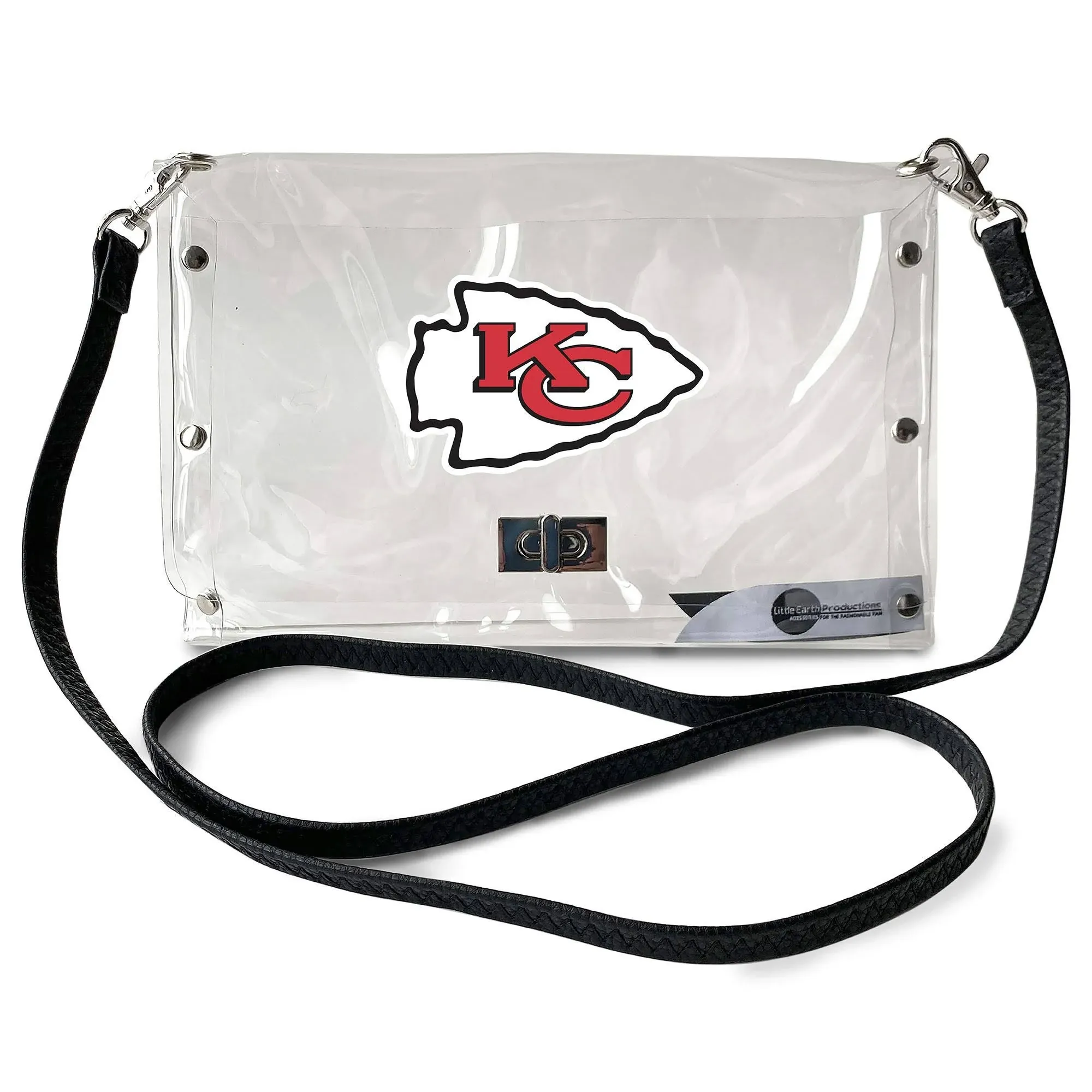 Littlearth NFL Clear Envelope Purse with Black Fashion Strap