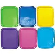 Fun Express Plastic Trays for Kids - Set of 6 in Bright Colors - Sand, Salt, Art Classroom and Teacher Supplies