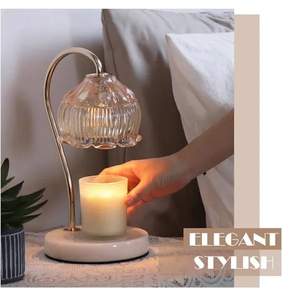 Candle Warmer Lamp, Dimmable Lantern with Timer, Wax Melt for Scented Candles, Compatible with Small & Large Jar, with 2 Light Bulbs