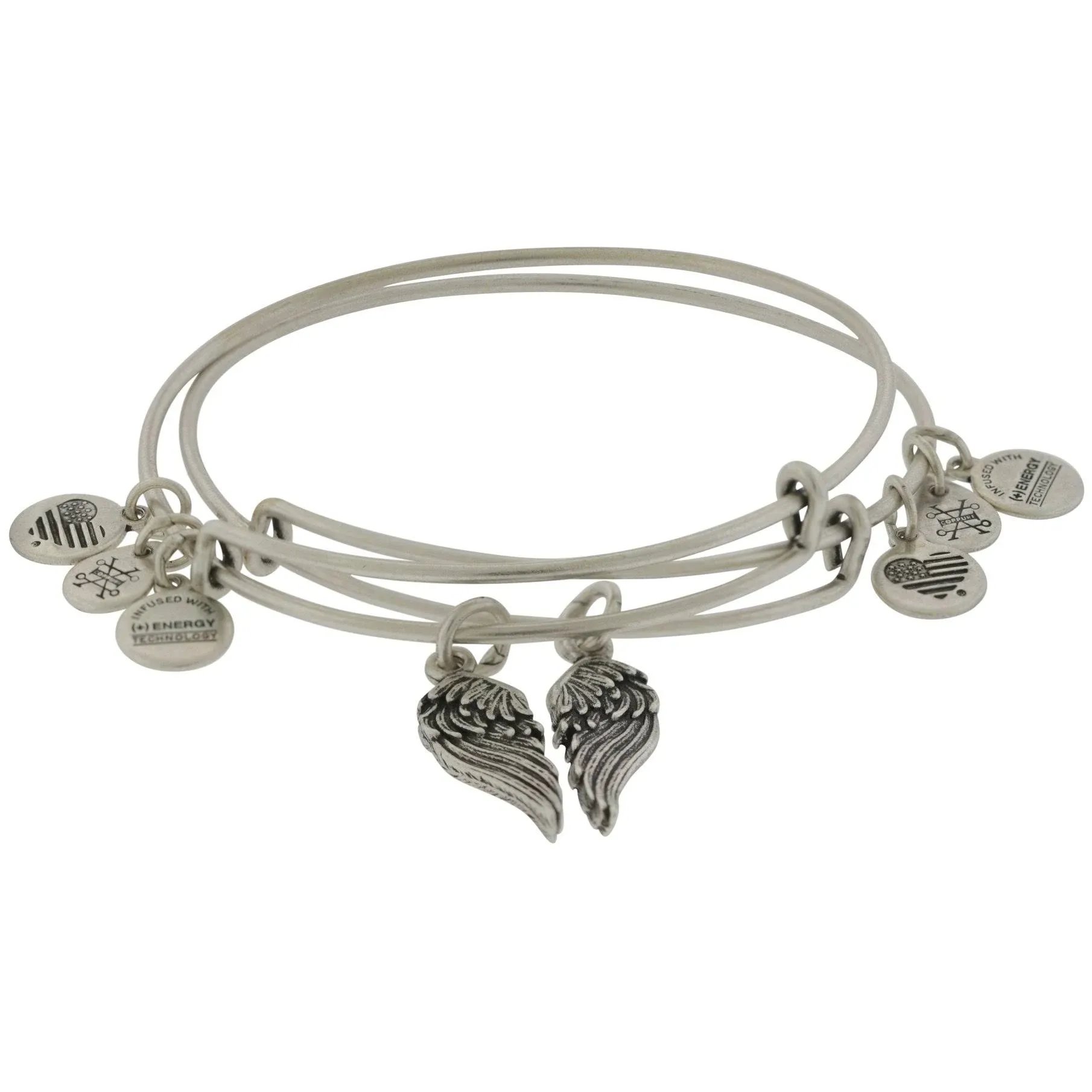 Strength and Protection Wings Charm Bangles, Set of 2