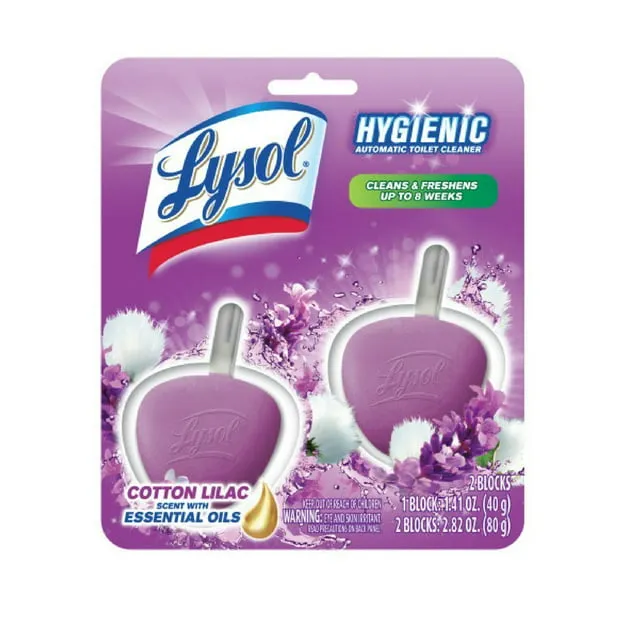 LYSOL Brand Hygienic Automatic Toilet Bowl Cleaner, Cotton Lilac, 2/Pack