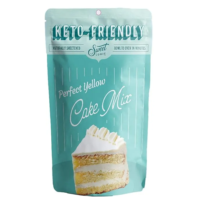 Sweet Logic Keto Baking Mix - Yellow Cake - Gluten-Free - Dairy Free - Diabetic-Friendly - High Protein - Allulose - Stevia - Low Sugar - Low Carb - Quick 20-Minute Prep (1-2G Net Carbs Per Serving)