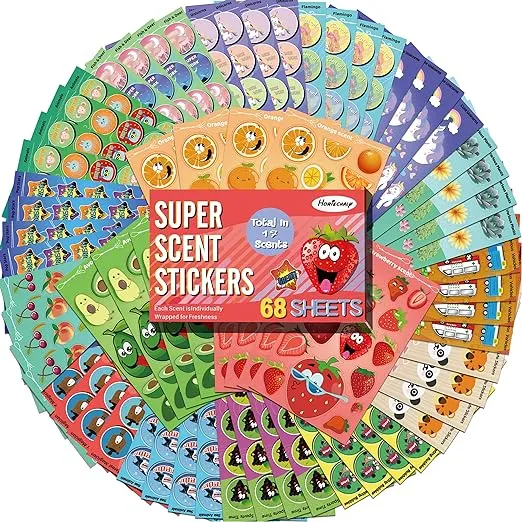 Scratch and Sniff Stickers, 68 Sheets Scented Stickers,17 Different Scents Sm...