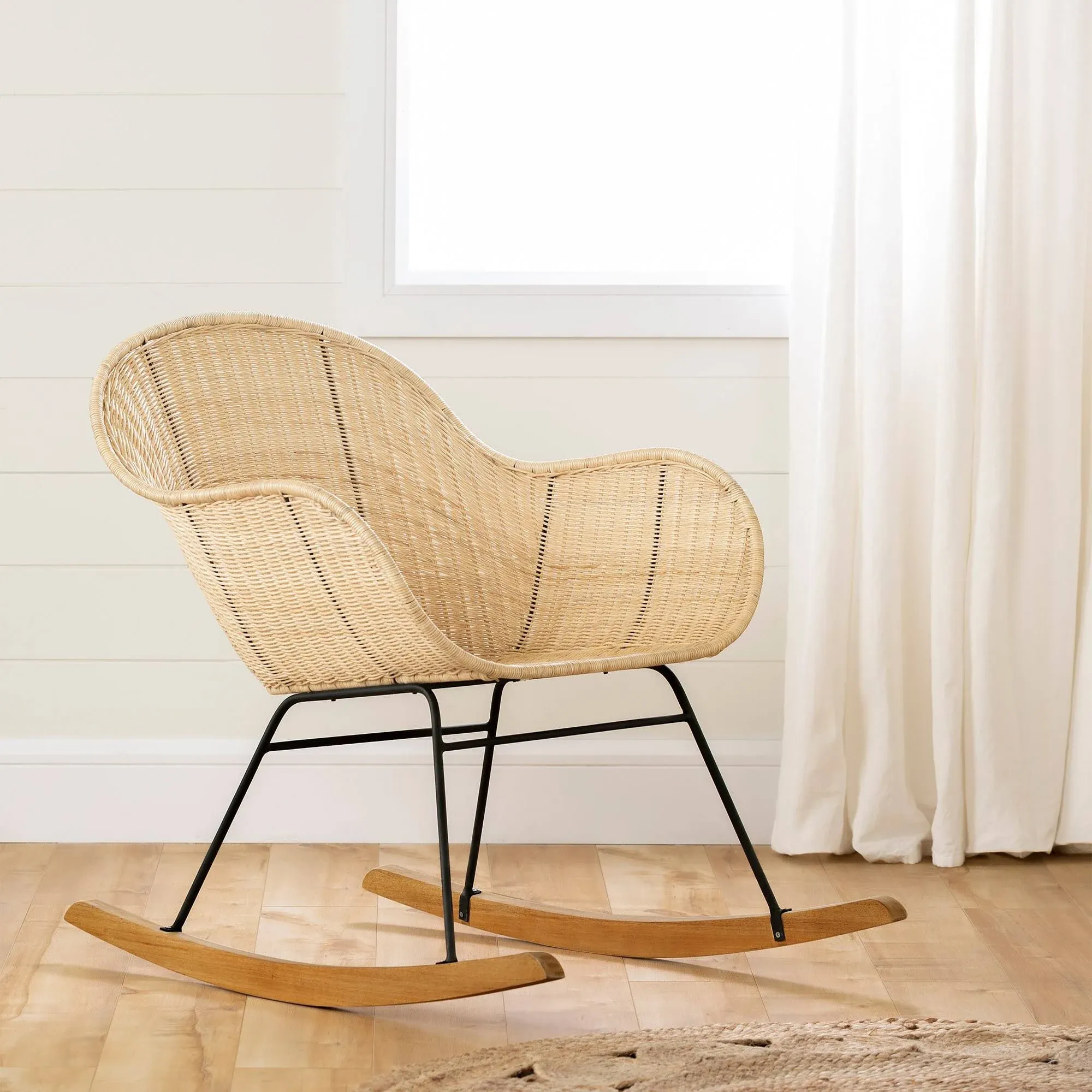 Balka Rocking Chair, Black Rattan - Tropical - Outdoor Rocking Chairs - by BisonOffice | Houzz